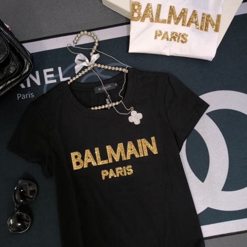 Cheap Balmain T-Shirts Short Sleeved For Women #1231028 Replica Wholesale [$32.00 USD] [ITEM#1231028] on Replica Balmain T-Shirts