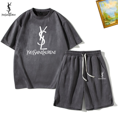 Cheap Yves Saint Laurent YSL Tracksuits Short Sleeved For Men #1235358 Replica Wholesale [$48.00 USD] [ITEM#1235358] on Replica Yves Saint Laurent YSL Tracksuits