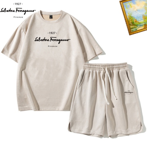 Cheap Salvatore Ferragamo Tracksuits Short Sleeved For Men #1235404 Replica Wholesale [$48.00 USD] [ITEM#1235404] on Replica Salvatore Ferragamo Tracksuits