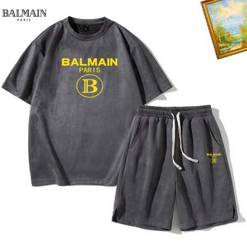 Cheap Balmain Tracksuits Short Sleeved For Men #1235414 Replica Wholesale [$48.00 USD] [ITEM#1235414] on Replica Balmain Tracksuits