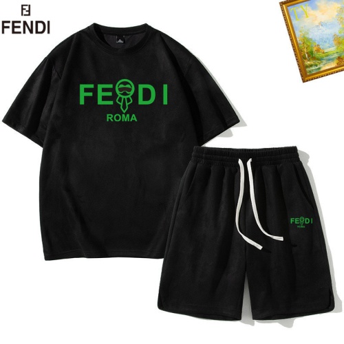 Cheap Fendi Tracksuits Short Sleeved For Men #1235455 Replica Wholesale [$48.00 USD] [ITEM#1235455] on Replica Fendi Tracksuits