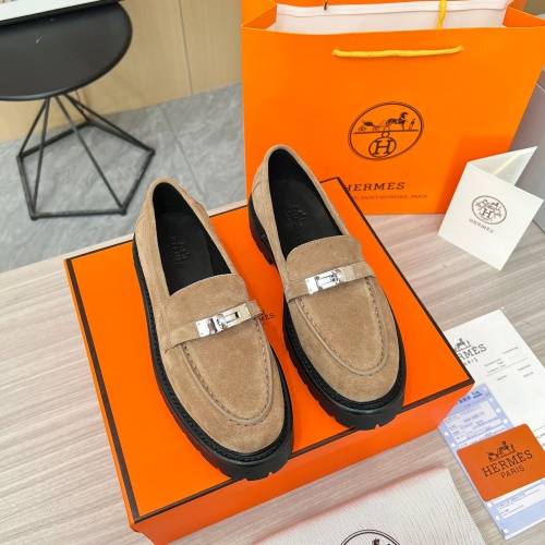 Cheap Hermes Leather Shoes For Women #1236604 Replica Wholesale [$102.00 USD] [ITEM#1236604] on Replica Hermes Leather Shoes