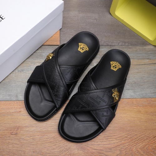 Cheap Versace Slippers For Men #1237307 Replica Wholesale [$56.00 USD] [ITEM#1237307] on Replica Versace Slippers