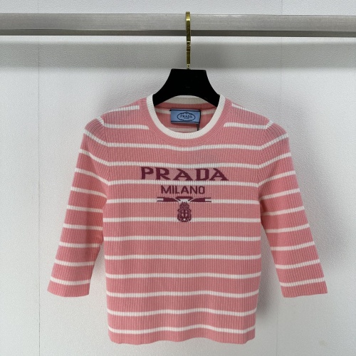 Cheap Prada T-Shirts Short Sleeved For Women #1237749 Replica Wholesale [$76.00 USD] [ITEM#1237749] on Replica Prada T-Shirts