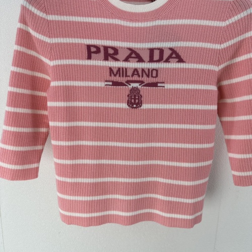 Cheap Prada T-Shirts Short Sleeved For Women #1237749 Replica Wholesale [$76.00 USD] [ITEM#1237749] on Replica Prada T-Shirts