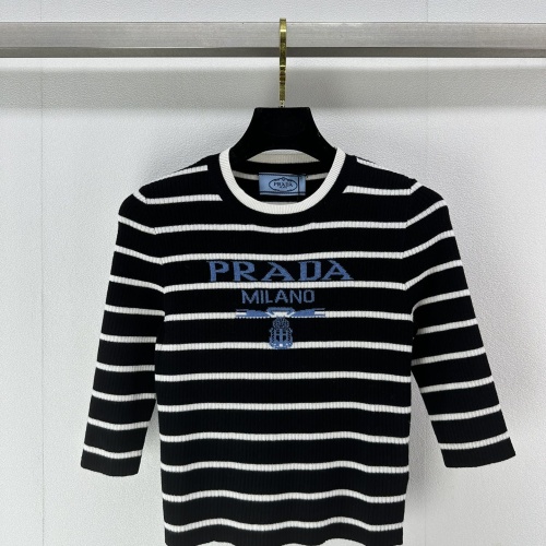 Cheap Prada T-Shirts Short Sleeved For Women #1237751 Replica Wholesale [$76.00 USD] [ITEM#1237751] on Replica Prada T-Shirts