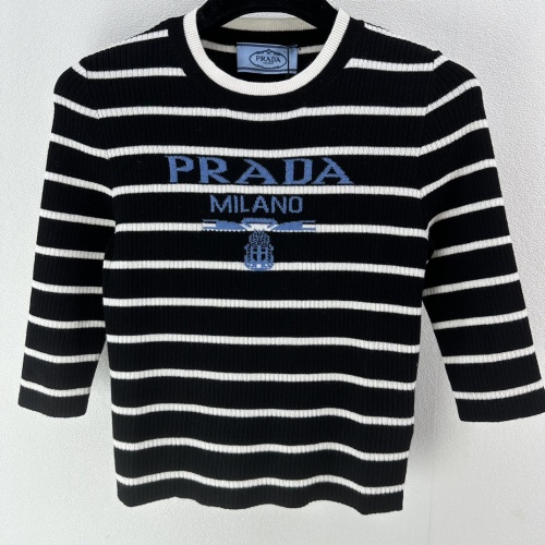 Cheap Prada T-Shirts Short Sleeved For Women #1237751 Replica Wholesale [$76.00 USD] [ITEM#1237751] on Replica Prada T-Shirts