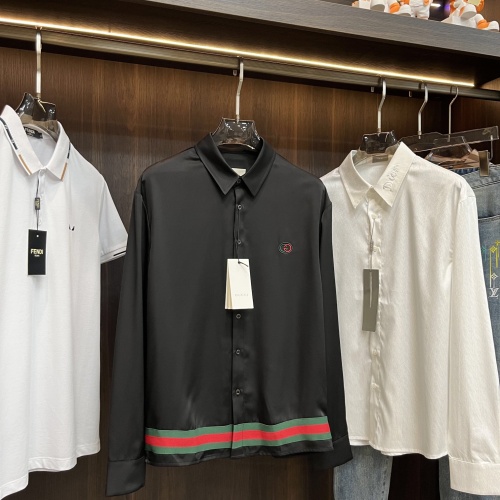 Cheap Gucci Shirts Long Sleeved For Men #1239311 Replica Wholesale [$92.00 USD] [ITEM#1239311] on Replica Gucci Shirts