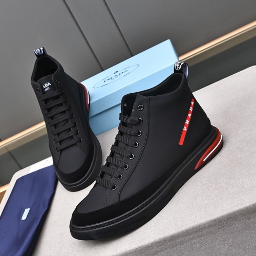 Cheap Prada High Top Shoes For Men #1242916 Replica Wholesale [$82.00 USD] [ITEM#1242916] on Replica Prada High Top Shoes