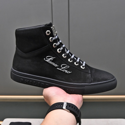 Cheap Philipp Plein PP High Tops Shoes For Men #1243250 Replica Wholesale [$85.00 USD] [ITEM#1243250] on Replica Philipp Plein PP High Tops Shoes