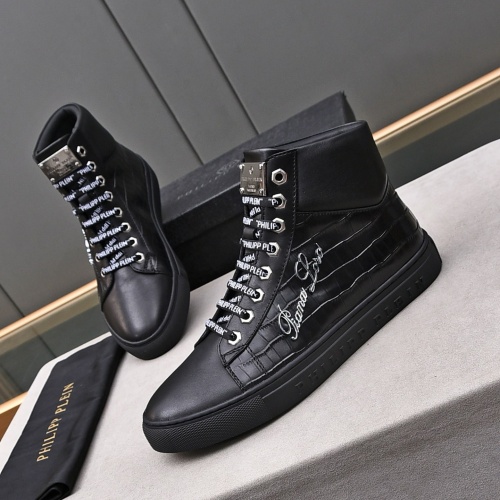 Cheap Philipp Plein PP High Tops Shoes For Men #1243252 Replica Wholesale [$85.00 USD] [ITEM#1243252] on Replica Philipp Plein PP High Tops Shoes