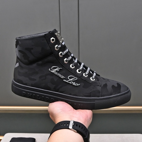 Cheap Philipp Plein PP High Tops Shoes For Men #1243253 Replica Wholesale [$85.00 USD] [ITEM#1243253] on Replica Philipp Plein PP High Tops Shoes