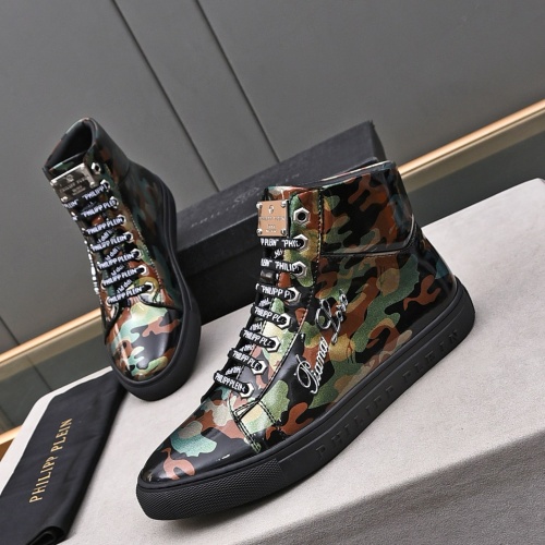 Cheap Philipp Plein PP High Tops Shoes For Men #1243254 Replica Wholesale [$85.00 USD] [ITEM#1243254] on Replica Philipp Plein PP High Tops Shoes