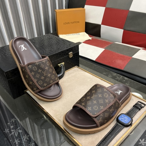 Cheap Louis Vuitton Slippers For Men #1243277 Replica Wholesale [$56.00 USD] [ITEM#1243277] on Replica Louis Vuitton Slippers