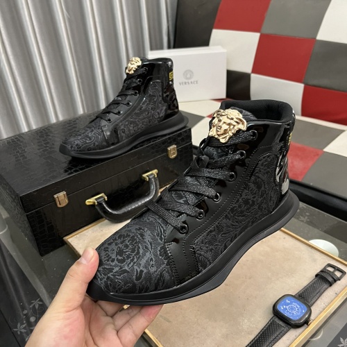 Cheap Versace High Tops Shoes For Men #1255818 Replica Wholesale [$76.00 USD] [ITEM#1255818] on Replica Versace High Tops Shoes