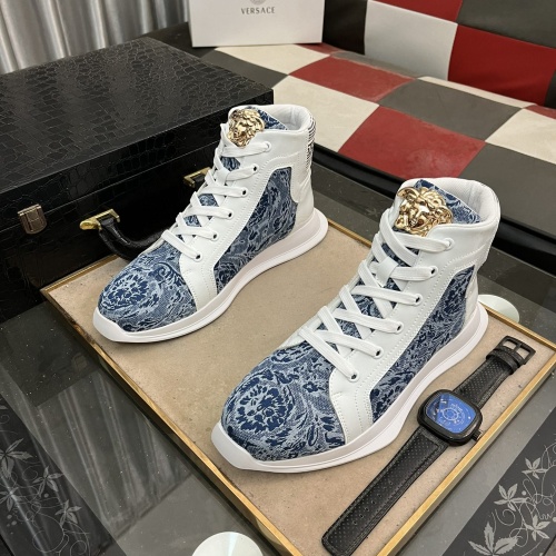 Cheap Versace High Tops Shoes For Men #1255819 Replica Wholesale [$76.00 USD] [ITEM#1255819] on Replica Versace High Tops Shoes