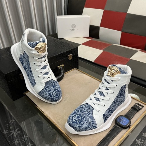 Cheap Versace High Tops Shoes For Men #1255819 Replica Wholesale [$76.00 USD] [ITEM#1255819] on Replica Versace High Tops Shoes