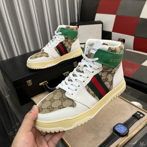 Cheap Gucci High Tops Shoes For Men #1255945 Replica Wholesale [$82.00 USD] [ITEM#1255945] on Replica Gucci High Tops Shoes