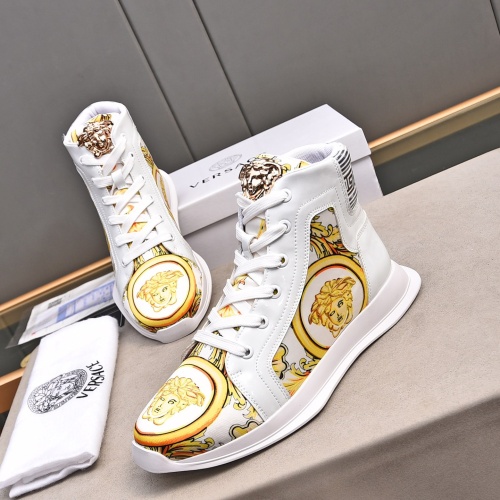 Cheap Versace High Tops Shoes For Men #1255967 Replica Wholesale [$88.00 USD] [ITEM#1255967] on Replica Versace High Tops Shoes