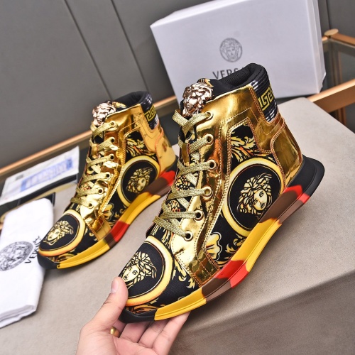 Cheap Versace High Tops Shoes For Men #1255968 Replica Wholesale [$88.00 USD] [ITEM#1255968] on Replica Versace High Tops Shoes