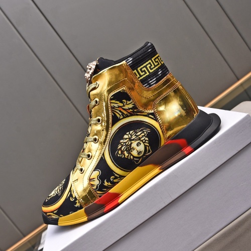 Cheap Versace High Tops Shoes For Men #1255968 Replica Wholesale [$88.00 USD] [ITEM#1255968] on Replica Versace High Tops Shoes