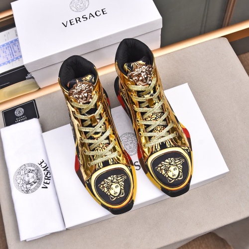 Cheap Versace High Tops Shoes For Men #1255968 Replica Wholesale [$88.00 USD] [ITEM#1255968] on Replica Versace High Tops Shoes