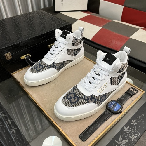 Cheap Gucci High Tops Shoes For Men #1256404 Replica Wholesale [$80.00 USD] [ITEM#1256404] on Replica Gucci High Tops Shoes