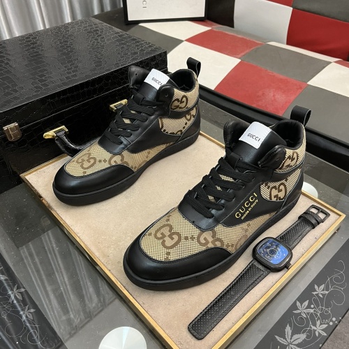 Cheap Gucci High Tops Shoes For Men #1256407 Replica Wholesale [$80.00 USD] [ITEM#1256407] on Replica Gucci High Tops Shoes