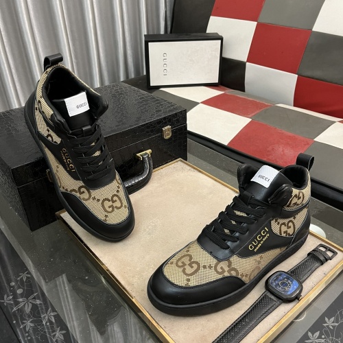 Cheap Gucci High Tops Shoes For Men #1256407 Replica Wholesale [$80.00 USD] [ITEM#1256407] on Replica Gucci High Tops Shoes