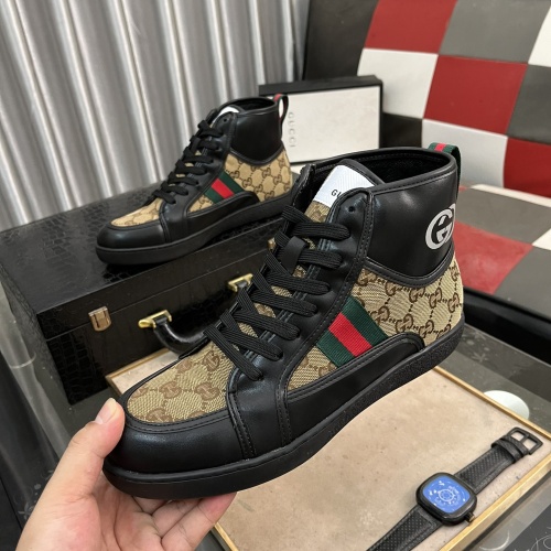 Cheap Gucci High Tops Shoes For Men #1256408 Replica Wholesale [$80.00 USD] [ITEM#1256408] on Replica Gucci High Tops Shoes