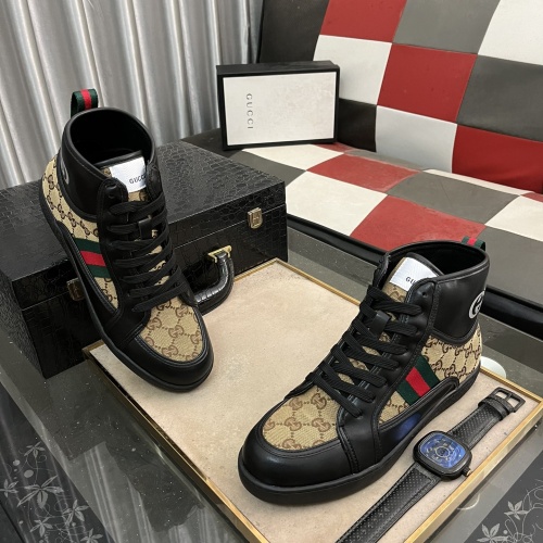 Cheap Gucci High Tops Shoes For Men #1256408 Replica Wholesale [$80.00 USD] [ITEM#1256408] on Replica Gucci High Tops Shoes