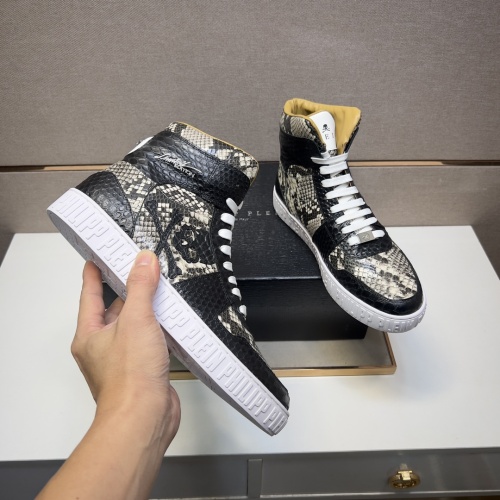 Cheap Philipp Plein PP High Tops Shoes For Men #1256610 Replica Wholesale [$102.00 USD] [ITEM#1256610] on Replica Philipp Plein PP High Tops Shoes