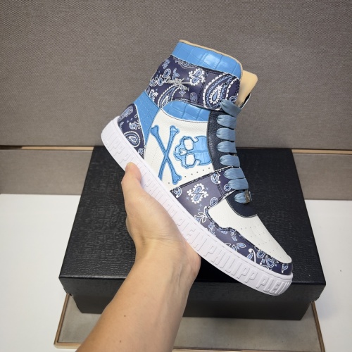 Cheap Philipp Plein PP High Tops Shoes For Men #1256612 Replica Wholesale [$102.00 USD] [ITEM#1256612] on Replica Philipp Plein PP High Tops Shoes