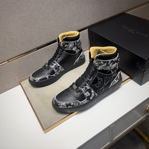 Cheap Philipp Plein PP High Tops Shoes For Men #1256615 Replica Wholesale [$102.00 USD] [ITEM#1256615] on Replica Philipp Plein PP High Tops Shoes