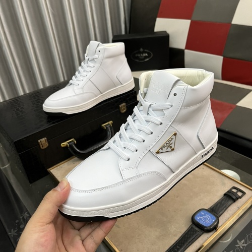 Cheap Prada High Top Shoes For Men #1256860 Replica Wholesale [$82.00 USD] [ITEM#1256860] on Replica Prada High Top Shoes