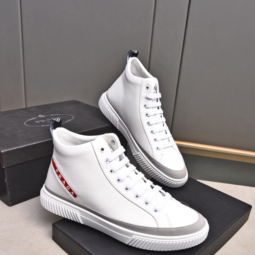 Cheap Prada High Top Shoes For Men #1256871 Replica Wholesale [$82.00 USD] [ITEM#1256871] on Replica Prada High Top Shoes