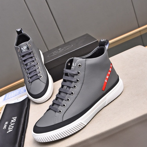 Cheap Prada High Top Shoes For Men #1256872 Replica Wholesale [$82.00 USD] [ITEM#1256872] on Replica Prada High Top Shoes