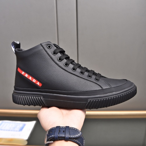 Cheap Prada High Top Shoes For Men #1256873 Replica Wholesale [$82.00 USD] [ITEM#1256873] on Replica Prada High Top Shoes