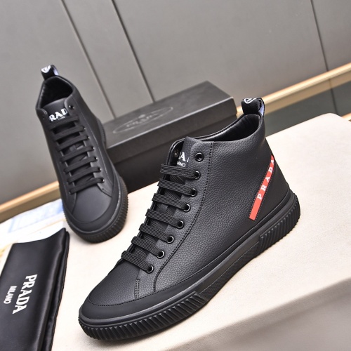 Cheap Prada High Top Shoes For Men #1256873 Replica Wholesale [$82.00 USD] [ITEM#1256873] on Replica Prada High Top Shoes