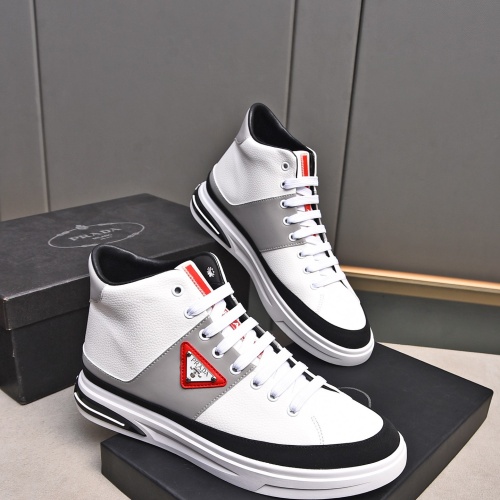 Cheap Prada High Top Shoes For Men #1256875 Replica Wholesale [$82.00 USD] [ITEM#1256875] on Replica Prada High Top Shoes