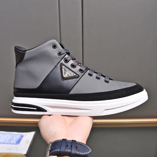 Cheap Prada High Top Shoes For Men #1256876 Replica Wholesale [$82.00 USD] [ITEM#1256876] on Replica Prada High Top Shoes