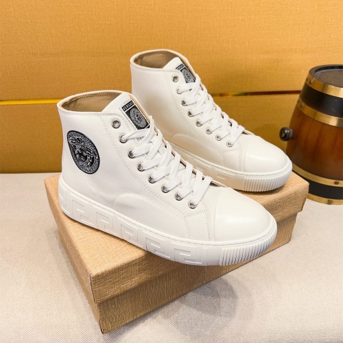 Cheap Versace High Tops Shoes For Men #1256957 Replica Wholesale [$76.00 USD] [ITEM#1256957] on Replica Versace High Tops Shoes