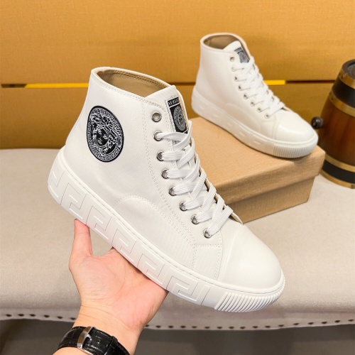 Cheap Versace High Tops Shoes For Men #1256957 Replica Wholesale [$76.00 USD] [ITEM#1256957] on Replica Versace High Tops Shoes