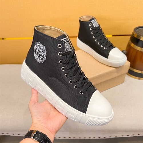 Cheap Versace High Tops Shoes For Men #1256958 Replica Wholesale [$76.00 USD] [ITEM#1256958] on Replica Versace High Tops Shoes