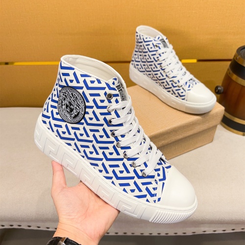 Cheap Versace High Tops Shoes For Men #1256959 Replica Wholesale [$76.00 USD] [ITEM#1256959] on Replica Versace High Tops Shoes