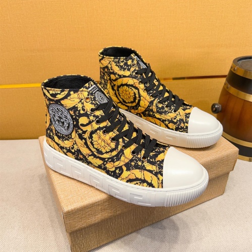 Cheap Versace High Tops Shoes For Men #1256962 Replica Wholesale [$76.00 USD] [ITEM#1256962] on Replica Versace High Tops Shoes