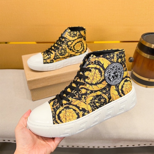 Cheap Versace High Tops Shoes For Men #1256962 Replica Wholesale [$76.00 USD] [ITEM#1256962] on Replica Versace High Tops Shoes