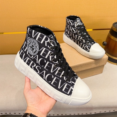 Cheap Versace High Tops Shoes For Men #1256964 Replica Wholesale [$76.00 USD] [ITEM#1256964] on Replica Versace High Tops Shoes