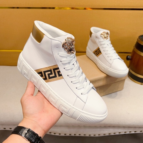 Cheap Versace High Tops Shoes For Men #1256965 Replica Wholesale [$80.00 USD] [ITEM#1256965] on Replica Versace High Tops Shoes