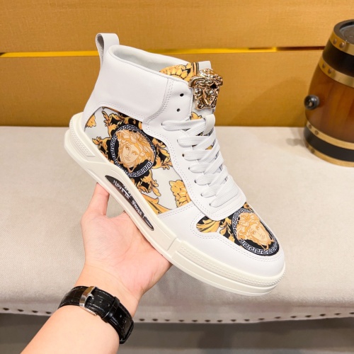 Cheap Versace High Tops Shoes For Men #1256967 Replica Wholesale [$80.00 USD] [ITEM#1256967] on Replica Versace High Tops Shoes